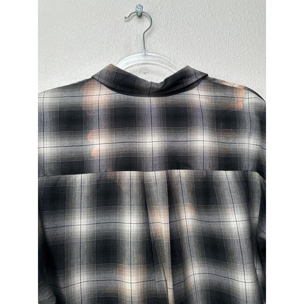 Adaptation Rose Embroidered Plaid Longline Shirt Dress Black White M - Picture 9 of 16